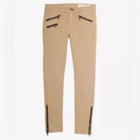 Rag & Bone FOR INTERMIX USA🇺🇸MADE Timmy‎ Moto Zipper Pant Dark Khaki Size 27 - Picture 1 of 13
